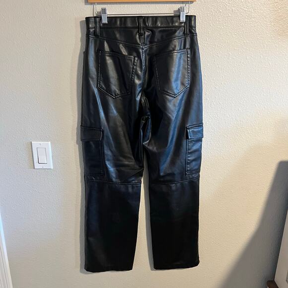 Abercrombie & Fitch 90's Relaxed Black Vegan Leather Pants Size 29/8 - Picture 5 of 7